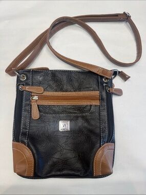 Stone & Co. Black and Brown Leather-Trim Crossbody Bag